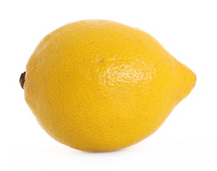 Ripe yellow lemon isolated on white background