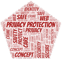 Privacy Protection word cloud. Wordcloud made with text only.