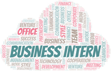 Obraz premium Business Intern word cloud. Collage made with text only.