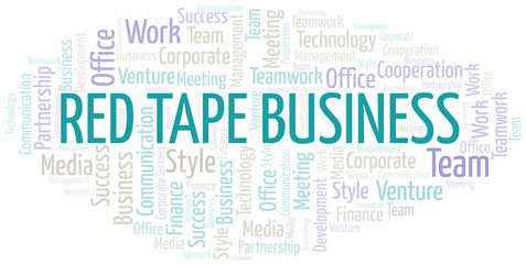 Fototapeta premium Red Tape Business word cloud. Collage made with text only.