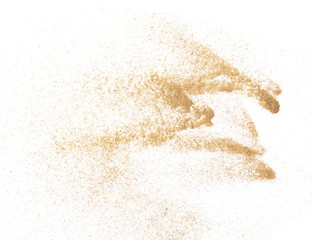 Fototapeta na wymiar Desert sand pile, dune isolated on white background, top view
