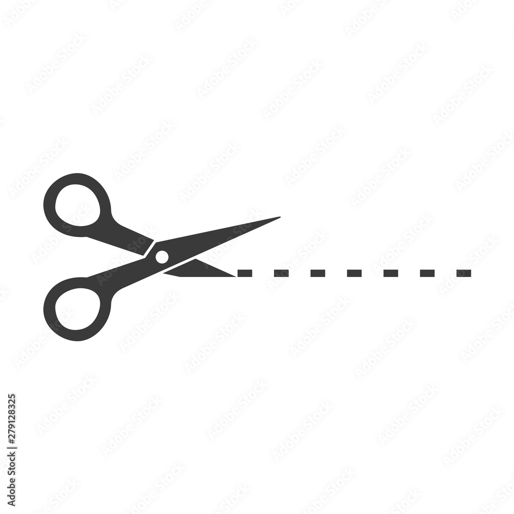 Poster black scissors cut line icon template color editable. scissors cut line symbol vector sign isolated 