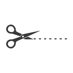 Black scissors cut line icon template color editable. Scissors cut line symbol vector sign isolated on white background. Simple logo vector illustration for graphic and web design.