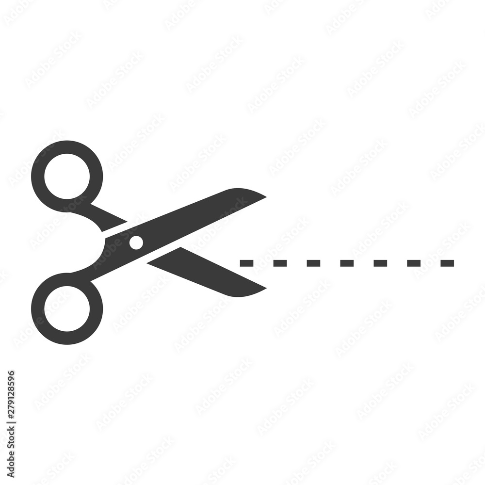 Aufkleber black scissors cut line icon template color editable. scissors cut line symbol vector sign isolated 