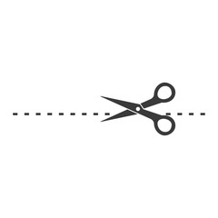 Black scissors cut line icon template color editable. Scissors cut line symbol vector sign isolated on white background. Simple logo vector illustration for graphic and web design.