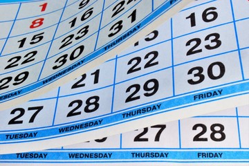 Calendar - a list of days of the year divided into weeks, months and holidays, business planner....