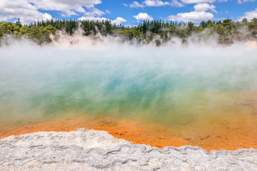 hot sparkling lake in New Zealand