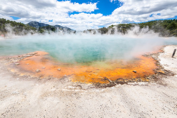 hot sparkling lake in New Zealand