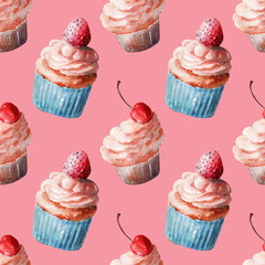 Background watercolor sweet desserts and treats