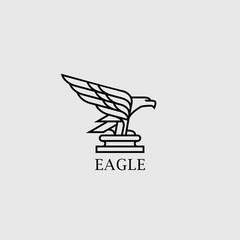 Eagle Chess Line Vector Icon. Vector illustration