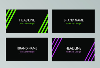 Fototapeta premium Modern business card template design. Neon lines at black background. Perfect for your company or small business