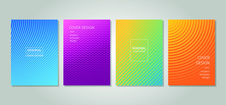 Minimalist cover design collection with colorful gradient and geometric pattern. Colorful halftone gradients and modern template design. Cool gradients.