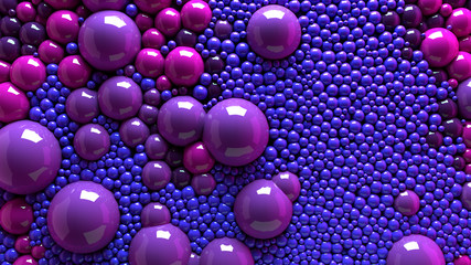 4k 3d animation of spheres and balls colorful rainbow in a organic motion background. Top view of bubbles colorful paint 