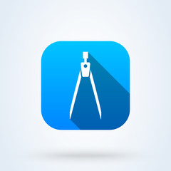 Precision pencil compass. Simple vector modern icon design illustration