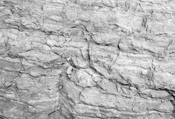 Foto op Plexiglas Ruwe witte stenen muur, natuurlijke rotstextuur © evannovostro