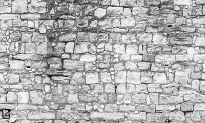 Old white stone wall, frontal view