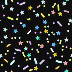 Sprinkle Cupcake Donut Topping. Seamless Pattern 