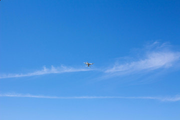 Quadrocopter flying in the sky
