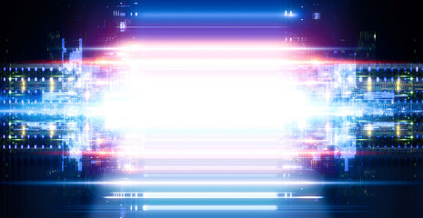 3d illustration. Data storage service. Server room..Modern web network. Internet connection. .Quantum computer system. Blockchain technology..Grid and lines. Hosting domain. Electronic device.