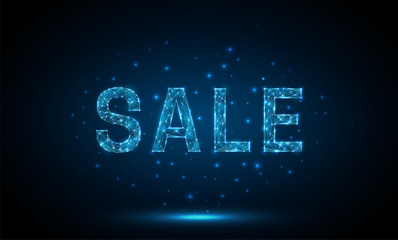 Obraz premium Sale banner template. Low poly style design.
