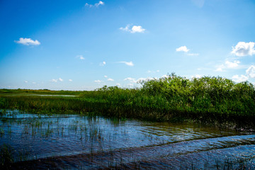 landscape with lake and blue sky