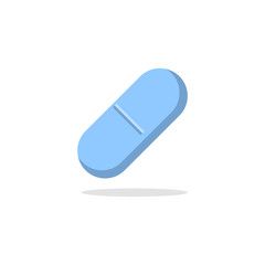 Vector Blue Tablet Icon. Used for you infographics, pharmacy and homeopathy. - Vector