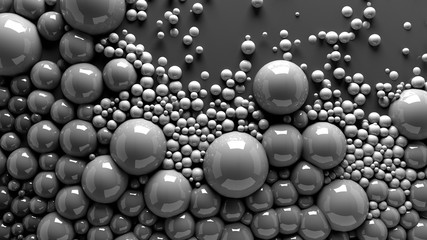 4k 3d animation of spheres and balls in a organic motion background. Top view of bubbles paint 