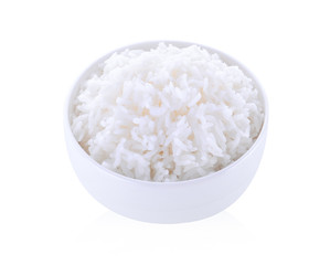 rice in bowl isolated on white background