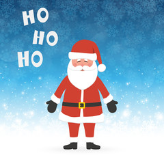 Santa Claus in the snow saying Ho Ho Ho