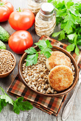 Buckwheat with burgers