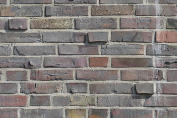 rötliche Ziegelsteinmauer, Ziegelsteine, Hintergrund, Deutschland, Europa