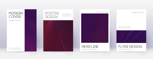 Minimal brochure design template set. Violet abstr