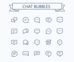  Set of Chat Bubble Line Icons. Editable Stroke. 24x24 Pixel Perfect.