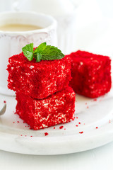 Home sweetness, sufa bird milk with crumb red velvet, mapshmellou.