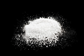 Obraz na płótnie Canvas white sugar hill on a black mirror background