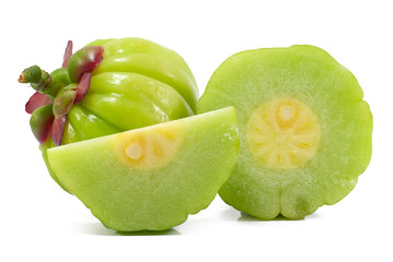 Garcinia atroviridis fruit isolated on white background
