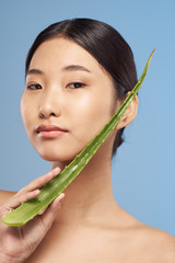 portrait of young woman with perfect skin of her face