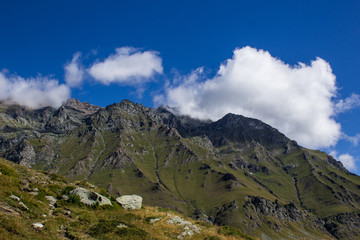 Mountain landscape with cloudy sky, Italy
