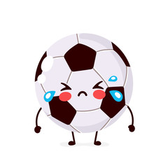 Cute sad cry Football ball character