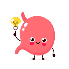 Happy cute stomach with lightbulb 