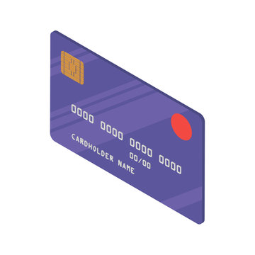 Purple credit card vector image in isometry