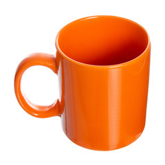 Orange coffe tea cup mug on white background isolation