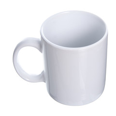 White coffe tea cup on white background isolation
