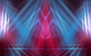 Empty background scene. Dark reflection of the street on the wet