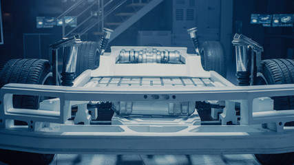Automobile Concept: Authentic Electric Car Platform Chassis. Hybrid Frame Include: Tires,...