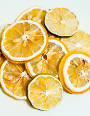 Close up dried lemon slice stacked together