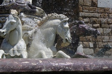 Fototapeta na wymiar Three horses of Fountain Neptune, Florence