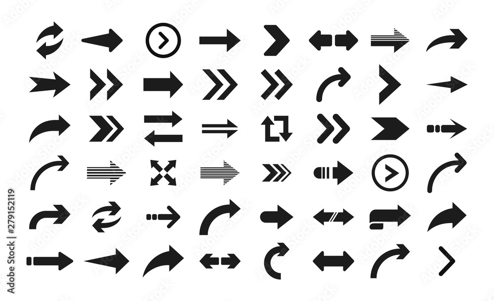 Poster Arrow icon. Big set of vector flat arrows. Collection of concept arrows for web design, mobile apps, interface and more.