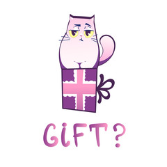 Grumpy cat, simple outlined style