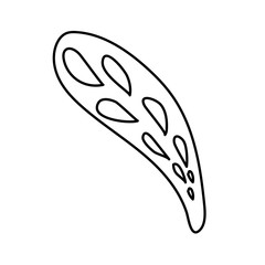 Vector illustration of a leaf. Black outline doodle monochrome style.